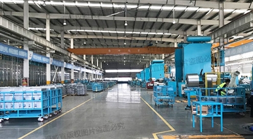 Large industrial ceiling fans:Sheet metal workshop installation