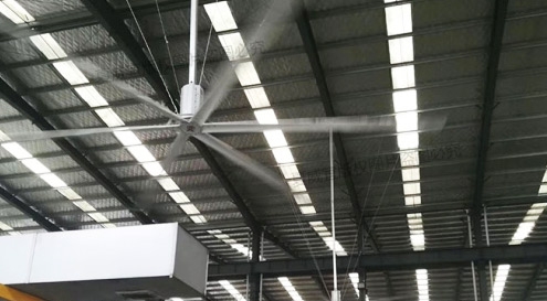 Post cooling + large ceiling fan ventilation